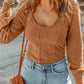 U Neck Textured Long Sleeve Top