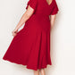 Red Plus Size Short Flutter Sleeve Midi Dress