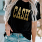 CASH Letter Print Crew Neck Graphic T Shirt