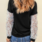 Black Crochet Lace Sleeve Top