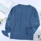 Blue Crochet Lace Pointelle Knit Sweater