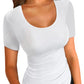 Crew Neck Slim Fitted Casual Basic Top Blouses