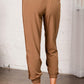 Khaki Smocked Elastic High Waist Joggers