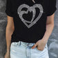 Black Shining Heart Pattern Valentines T Shirt