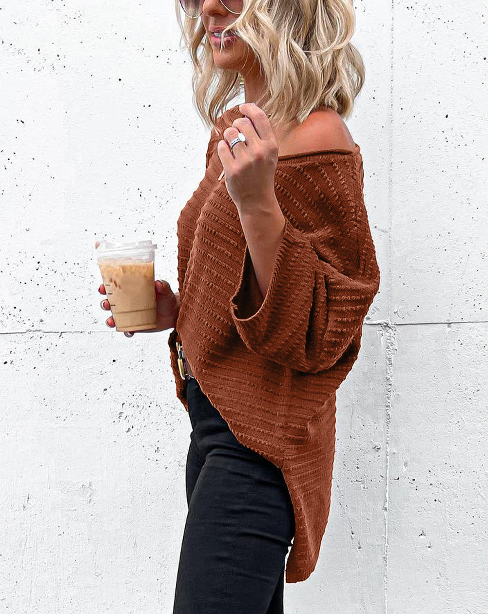 Textured Knit Drop Shoulder Tee