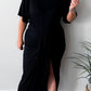 Side Split High Waist Short Sleeve Plus Size Maxi Dress