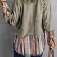 Button Up Pockets Striped Color Block Corduroy Jacket