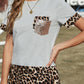 Gray Sequins Accent Leopard Splicing Tee