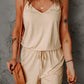 Spaghetti Straps V Neck Crisscross Back Romper