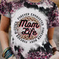 Pink Mom Life Slogan Leopard Bleached Print Graphic Tee
