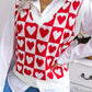 Checked Heart Pattern Sweater Vest