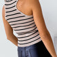 Striped Print Ribbed O-neck Sleeveless Top