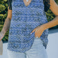 Blue Print Lace Shoulder Tank Top