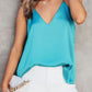 Sky Blue Spaghetti Straps Satin Tank Top