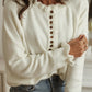 Frill Trim Buttoned Knit Pullover Sweater