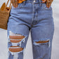Sky Blue Heavy Destroyed Big Hole Boyfriend Jeans