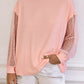 Pink Polka Dot Mesh Patchwork Long Sleeve Top