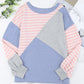 Striped Patchwork Color Block Long Sleeve Top