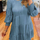 Sky Blue Shirring Tiered Flowy Babydoll Dress