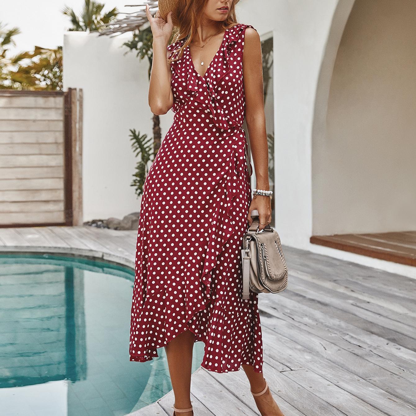 Summer V-neck ruffle dress