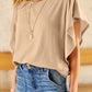 Apricot Ruffled Ribbed Knit Loose Top
