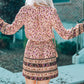 Split V Neck Boho Floral Dress