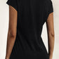 Black Zip Neck Lace Splicing Short Sleeve Tee