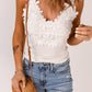 White Lace Overlay Strappy Hollow-out Tank Top