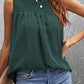 Green Swiss Dot Smocked Crew Neck Tank