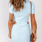 Sky Blue Cut out Rib Knit Short Sleeve Mini Dress