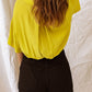 Yellow Lapel Collar Short Sleeve Shirt with Front Tie