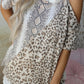 Snakeskin Leopard Color Block Cold Shoulder Short Sleeve T-shirt