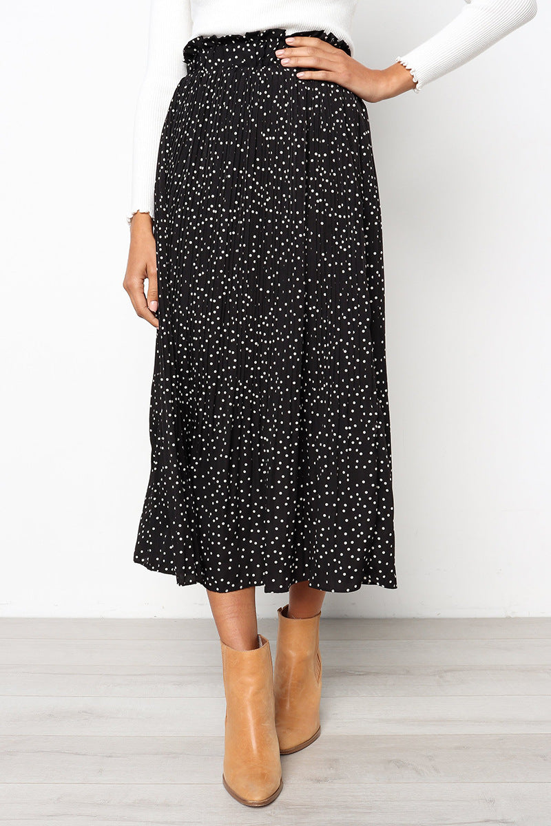 polka-dot pleated skirt