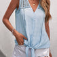 Lace Tie Front Button Tank Top