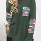 Green Aztec Patchwotk Long Sleeve Top