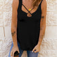 Solid U Neck Criss Cross Tank Top