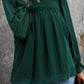 Green Swiss Dot Hollow Out Ruffle Sleeve Blouse