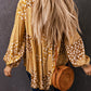 Yellow Boho Floral Patchwork Tassel Tie Babydoll Blouse