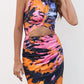 Print Hollow Out Twist Bodycon Mini Dress