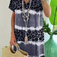 Leopard Color Block V-Neck T-shirt Dress