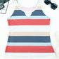Striped Color Block Notched Neck Tank Top