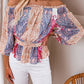 Bohemian Floral Print Off Shoulder Blouse
