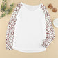 Leopard Raglan Sleeve Knitted V Neck Blouse