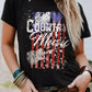 Black Country Music American Flag Print Short Sleeve T Shirt