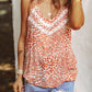 Orange Lace Detail Floral Halter Vest