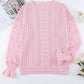 Crochet Lace Pointelle Knit Sweater