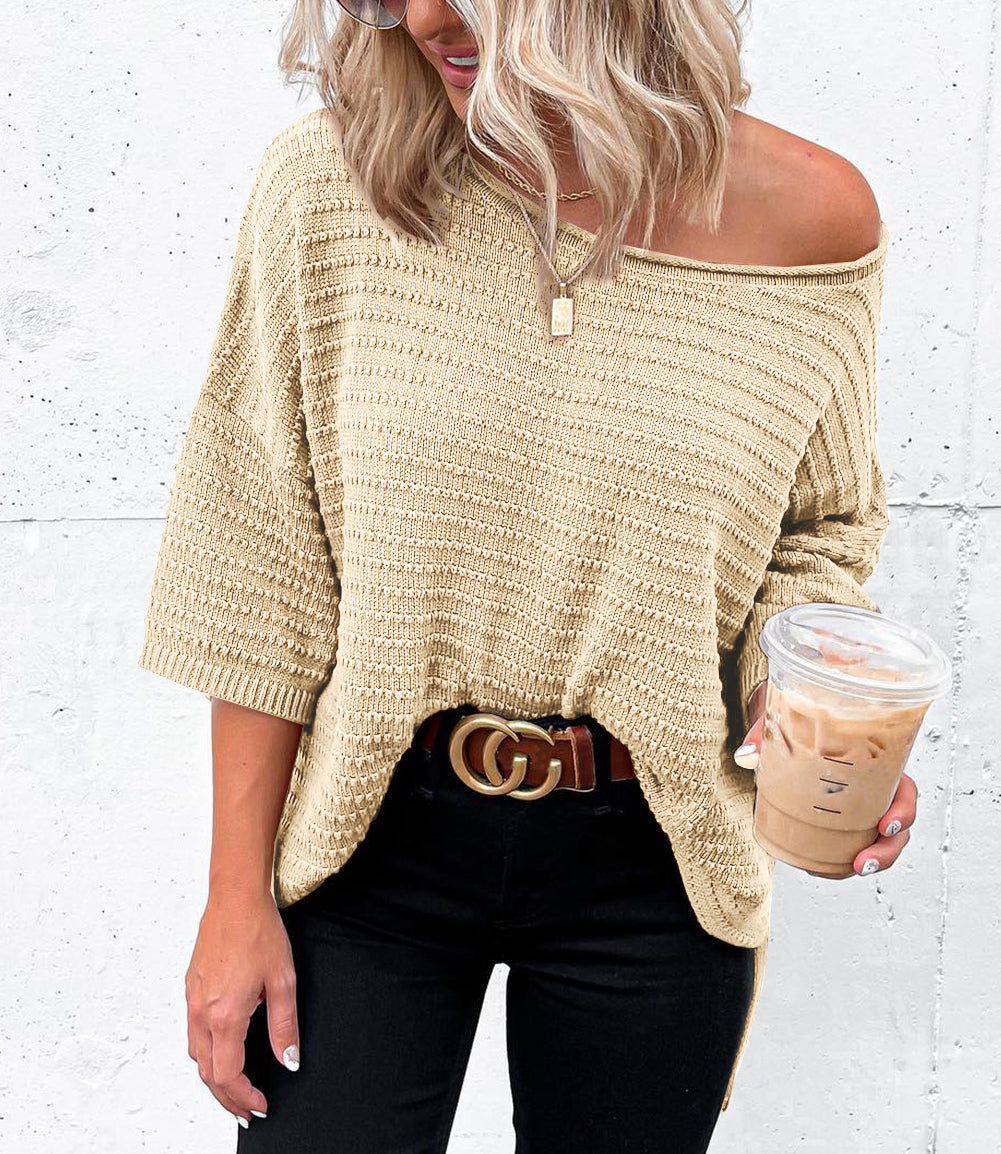 Textured Knit Drop Shoulder Tee