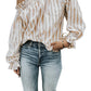 Stripe Print Frilled Elastic Off Shoulder Top