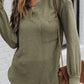 Waffle Knit Split Neck Pocketed Loose Top