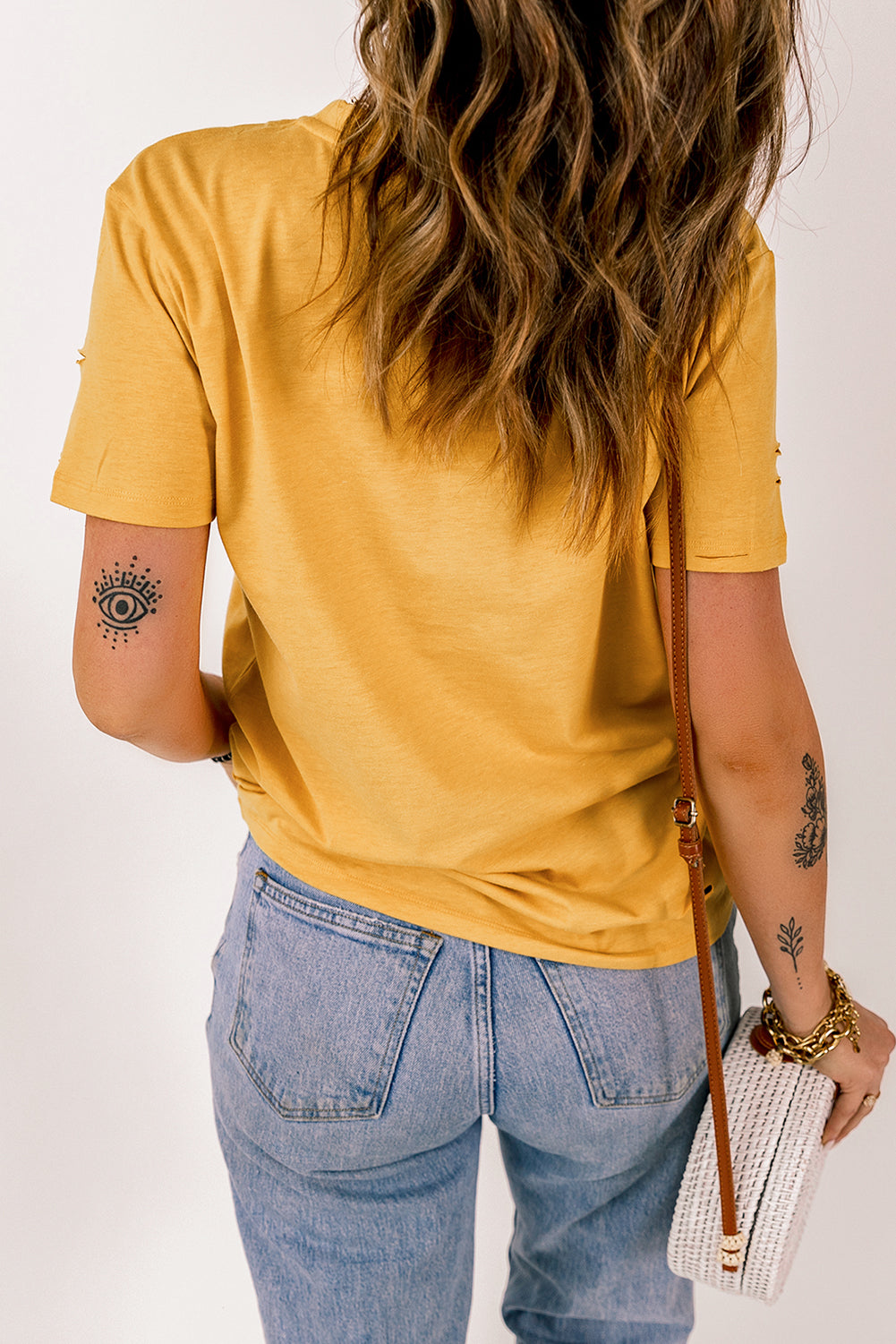 Letter Print Distressed Tee